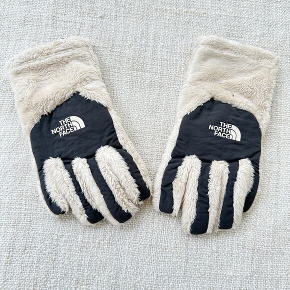 The North Face White Fleece Gloves VGUC Girl's Large - Picture 1 of 4